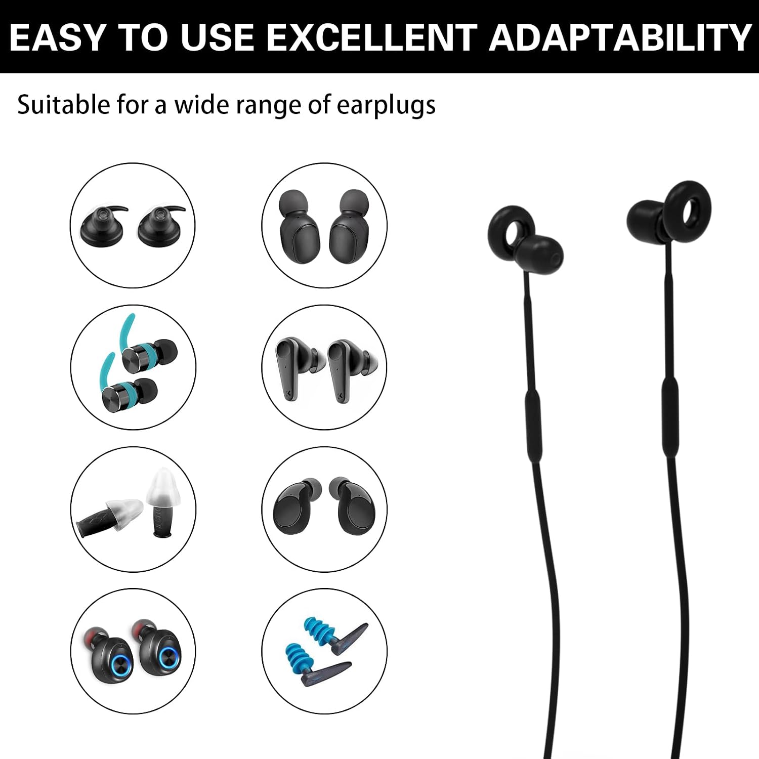 Kasiden Earplug Lanyard [2 pcs] with Magnetic Tug-Resistant Safety Cord Black – 